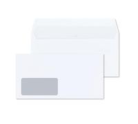 RAYLU PAPER - Pack de sobres blancos de papel con cierre autoadhesivo para envío de documentos y cartas, fácil sellado, 90g/m² de grosor (500 unidades - Ventana Izquierda, Americano)