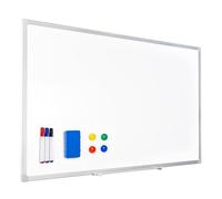 Raylu Paper® - Pizarra blanca magnética con marco de aluminio, bandeja para rotuladores, kit de montaje, 3 rotuladores, 4 imanes y 1 borrador magnético, Pizarra blanca de borrado en seco. (90 x 60 cm)