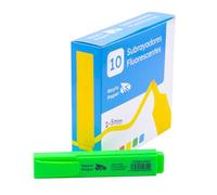RAYLU PAPER Subrayadores Fluorescentes con Punta Biselada, Pack de 10 Marcadores Fluorescentes con Trazo de 2-5mm, Rotuladores Fluorescentes para Organización (10, Verde)
