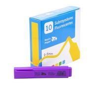 RAYLU PAPER Subrayadores Fluorescentes con Punta Biselada, Pack de 10 Marcadores Fluorescentes con Trazo de 2-5mm, Rotuladores Fluorescentes para Organización (10, Violeta)