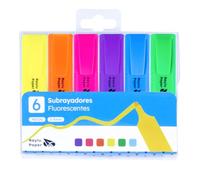 RAYLU PAPER - Subrayadores Fluorescentes con Punta Biselada, Pack de Marcadores Fluorescentes con Trazo de 2-5mm, Rotuladores Fluorescentes para Estudio, Oficina y Organización (Neón, 6 ud)