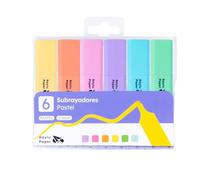 RAYLU PAPER - Subrayadores Fluorescentes con Punta Biselada, Pack de Marcadores Fluorescentes con Trazo de 2-5mm, Rotuladores Fluorescentes para Estudio, Oficina y Organización (Pastel, 6 ud)