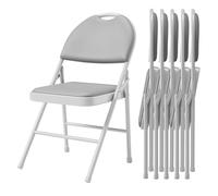 RBFGYIOP Juego de 6 sillas plegables con piel sintética acolchada para asiento y respaldo, silla plegable de metal apilable hasta 160 kg, silla de jardín y silla de invitados para eventos, salón