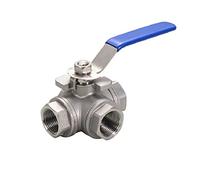 RCGKNNMUZ Válvula de Bola de 3 vías, de Acero Inoxidable 304, 1/4, 3/8, 1/2, 3/4, 1" BSP Hembra, Puerto Completo, Adaptador de Conector for Agua, Aceite, Aire y Gas.(L-Type,0.75 Inch)