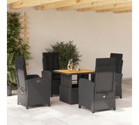 RCODSSK Conjunto de comedor de jardín de poliratán negro con mesa de comedor de altura regulable y conjunto de muebles de jardín, respaldo ajustable, incluye sillones extraíbles y fundas lavables,