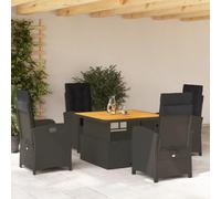 RCODSSK Conjunto de comedor de jardín de poliratán negro con mesa de comedor de altura regulable y conjunto de muebles de jardín, respaldo ajustable, incluye sillones extraíbles y fundas lavables,
