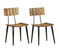 RCODSSK Juego de 2 sillas de comedor de madera maciza recuperada con estructura de hierro, hechas a mano, pintadas en varios colores, estilo retro, antiguas, estables y resistentes, máx. 110 kg por