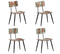 RCODSSK Juego de 4 sillas de comedor antiguas, hechas a mano de madera maciza con estructura de hierro, sillas retro lacadas multicolor, estables y resistentes hasta 110 kg