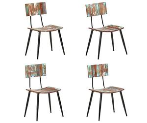 RCODSSK Juego de 4 sillas de comedor antiguas, hechas a mano de madera maciza con estructura de hierro, sillas retro lacadas multicolor, estables y resistentes hasta 110 kg