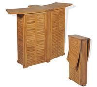 RCODSSK Mesa de bar plegable de madera maciza de teca Mesa alta plegable con estantes extraíbles para jardín