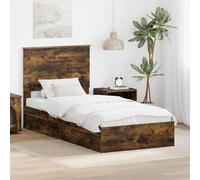 RCODSSK Moderna cama de almacenamiento, color blanco, 200 x 200 cm, con 2 cajones de madera y cabecero