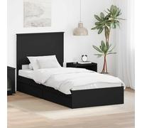 RCODSSK Moderna cama de almacenamiento, color blanco, 200 x 200 cm, con 2 cajones de madera y cabecero