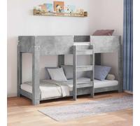 RCODSSK Moderna litera para habitación infantil que ahorra espacio como juego completo en color gris hormigón de madera con dos plazas para dormir y diseño elegante