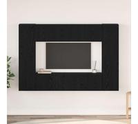 RCODSSK Mueble de TV de 8 piezas, de madera con montaje en pared y espacio de almacenamiento, moderno diseño minimalista, puerta izquierda o derecha, aspecto de madera vieja