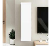 RCODSSK Mueble de TV suspendido blanco 30,5 x 30 x 110 cm de madera con 2 estantes - Mueble TV como mueble de pared