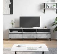 RCODSSK Mueble para TV de color gris hormigón, 150 x 30 x 44,5 cm, de madera con 6 compartimentos, color gris hormigón, 150 cm de ancho, mueble de TV de madera con espacio de almacenamiento