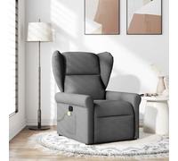 RCODSSK Sillón de relax eléctrico con función de masaje, funda de tela gris oscuro, sillón con respaldo eléctrico regulable hasta 135 grados y práctico bolsillo lateral