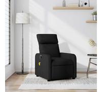 RCODSSK Sillón de relax eléctrico con función de masaje hasta 135 grados, funda de tela gris claro, sillón de TV con marco de madera y metal y bolsillo lateral