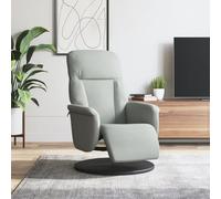 RCODSSK Sillón de relax giratorio de 360 grados con función reclinable manual y asiento acolchado en terciopelo gris claro con respaldo de 105 a 125 grados