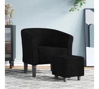 RCODSSK Sillón moderno de tela negra para salón y oficina, resistente estructura de pino resistente, reposabrazos cómodos y reposapiés a juego