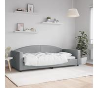 RCODSSK Sofá cama 2 en 1 con funda de tela resistente y marco de madera y metal en gris claro, 90 x 200 cm, sofá cama extensible con respaldo acolchado
