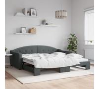 RCODSSK Sofá cama 2 en 1 con marco de madera y metal como sofá cama versátil con funda de tela resistente en color gris oscuro, 100 x 200 cm, cama de día como sofá y cama, extensible