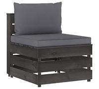 RCODSSK Sofá central modular con cojín gris de madera impregnada muebles de jardín sofá sofá exterior sofá de madera sofá palet conjunto de salón