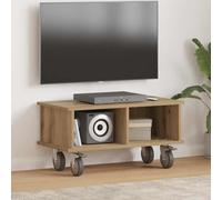 RCODSSK Soporte de TV Artisan, roble de madera con espacio de almacenamiento y compartimentos, 68,5 cm de ancho, dimensiones 68,5 x 35 x 35 cm, rectangular minimalista