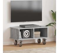 RCODSSK Soporte de TV gris de madera con espacio de almacenamiento y compartimentos, 68,5 cm de ancho, dimensiones 68,5 x 35 x 35 cm, rectangular minimalista