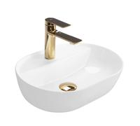 Rea Aura lavabo 42x30 cm oval sobre encimera blanco brillante REA-U6617