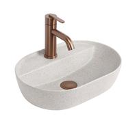 Rea Aura lavabo 42x30 cm oval sobre encimera marrón/beige mate REA-U3226