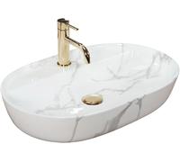 Rea Aura lavabo 60.5x40.5 cm oval sobre encimera gris/piedra REA-U8003