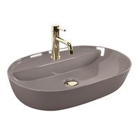 Rea Aura lavabo 60.5x40.5 cm oval sobre encimera marrón/beige brillante REA-U6381