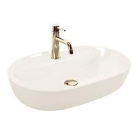 Rea Aura lavabo 60.5x40.5 cm oval sobre encimera marrón/beige REA-U4589