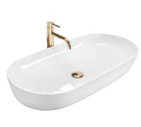 Rea Cleo lavabo 81x41 cm oval sobre encimera blanco REA-U0563