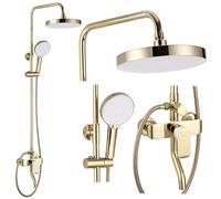 Rea Columna de Ducha BLOOM WHITE GOLD Sistema de Ducha de Latón para Baño (Blanco/Dorado)