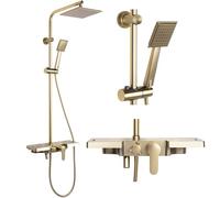 Rea Columna de ducha Bravo Brush Sistema de ducha de latón dorado para baño (oro cepillado)