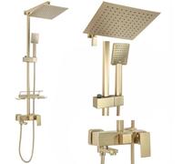 Rea Columna de Ducha JACK BRUSHED GOLD Sistema de Ducha de Latón para Baño (Oro)