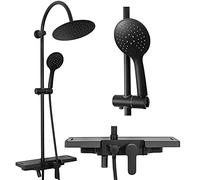 Rea Columna de Ducha SET VIGO BLACK Sistema de Ducha de Latón para Baño (Negro)