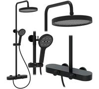 Rea Cris conjunto de ducha a pared con rociador con efecto lluvia negro REA-P0360