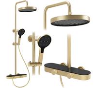 Rea Cris conjunto de ducha a pared con rociador con efecto lluvia oro REA-P0361