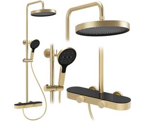 Rea Cris conjunto de ducha a pared con rociador con efecto lluvia oro REA-P0361
