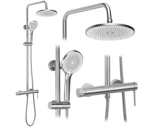 Rea Foss conjunto de ducha a pared con rociador con efecto lluvia acero REA-P5646