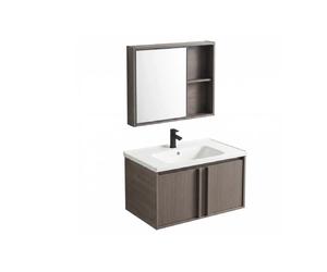 Rea Gama lavabo con mueble y espejo 80 cm marrón REA-M0210