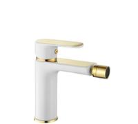 Rea GRIFO DE BIDET BLOOM WHITE GOLD Mezclador monomando de latón para WC Inodoro Baño (Blanco/Dorado)