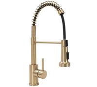 Rea Grifo de cocina Colin Brush Mezclador de fregadero de cocina de metal dorado Palanca única ajustable en frío y caliente Giratorio de 360 ° (Oro)