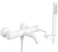 Rea Grifo para bañera Lungo Mezclador de bañera blanco con ducha de mano de latón para baño frío y caliente ajustable (blanco)