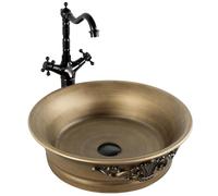 Rea Lavabo de cerámica sobre encimera Betty Round White, Diseño elegante para baños modernos - 43,5X43,5X13CM