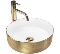 Rea LAVABO DE ENCIMERA Sami Gold White Brush Gold Lavabo de baño 360 x 360 x 115 mm Cerámica (oro/blanco)