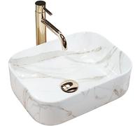 Rea LAVABO SOBRE ENCIMERA Demi Mini Aiax Lavabo de Baño Brillante 400 x 305 x 140 mm Cerámica (imitación piedra)